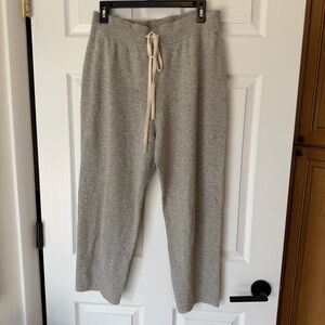 summersalt Gray Knit Cashmere Wool Drawstring Joggers with Cream Tie